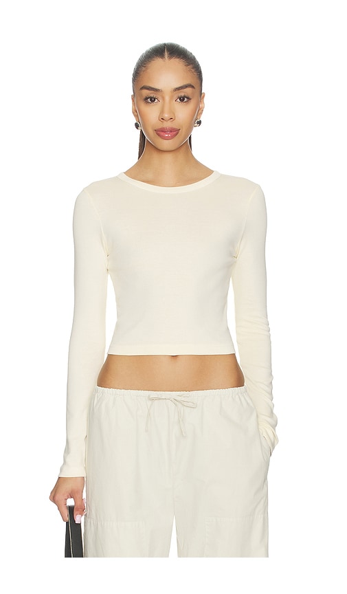 Enza Costa Supima Baby Rib Long Sleeve Cropped Top