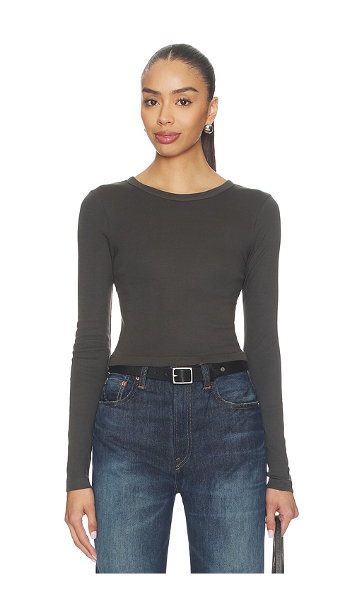 Enza Costa Supima Baby Rib Long Sleeve Cropped Top