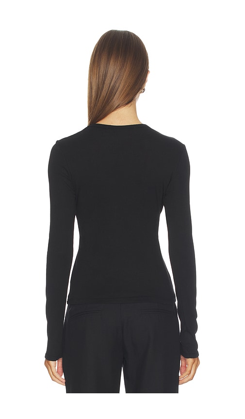  Enza Costa T-shirt Manches Longues Col Rond En Coton Supima Fin En Black. Taille L. Also En M, S, Xs. 