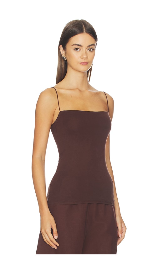 Enza Costa Supima Cotton Essential Strappy Tank in Chocolate. - size M (also in S)