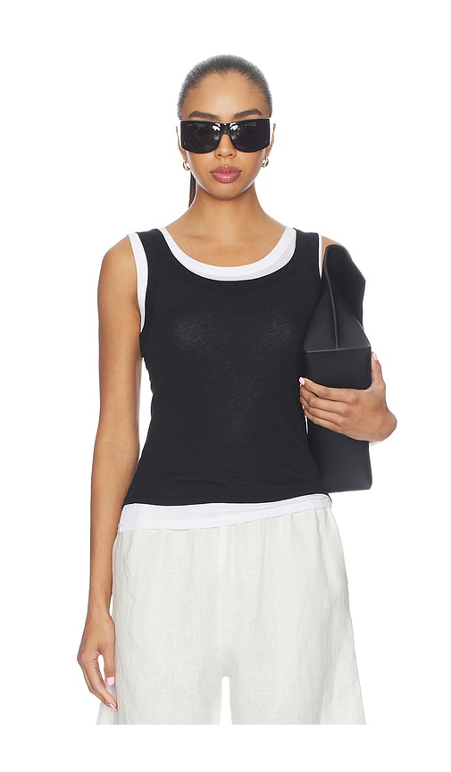 Enza Costa Tissue Jersey Layered Tanks in Black & White. - size M (also in S, XL)