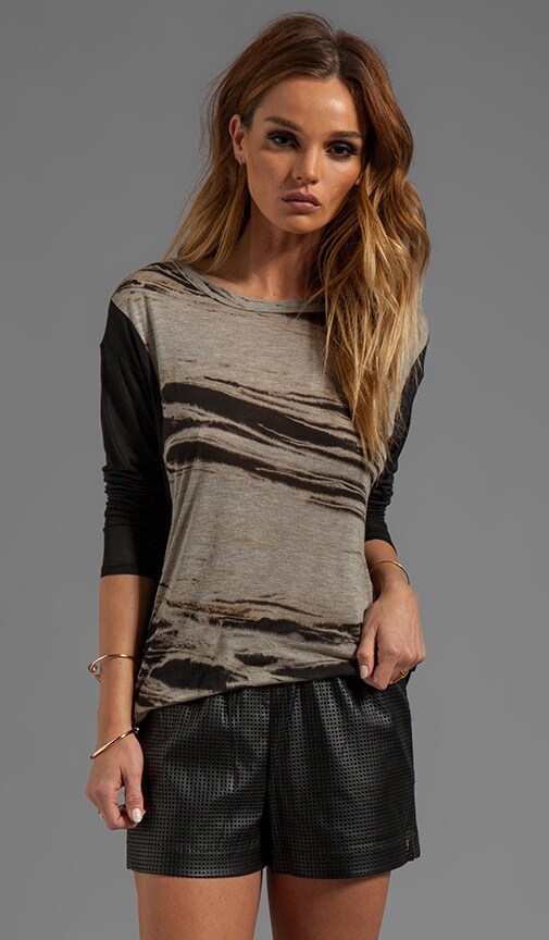 Paneled Costae Viscose Costae Panel Long Sleeve Crew