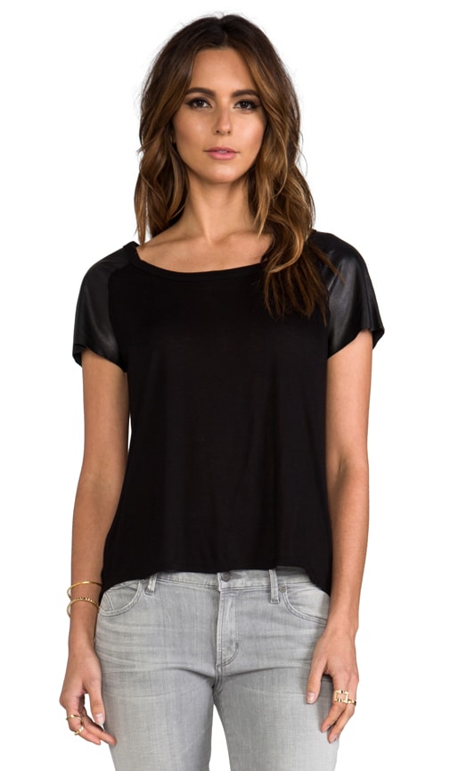 Leather Sleeve Raglan Tee
