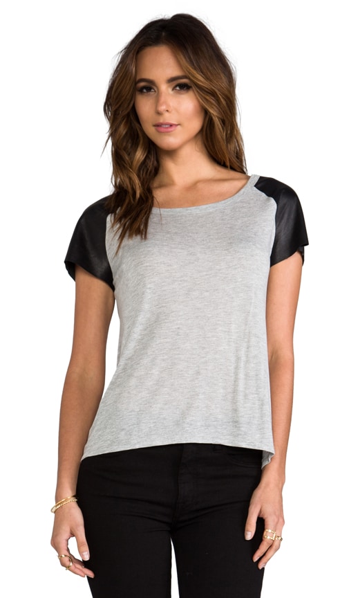 Leather Sleeve Raglan Tee