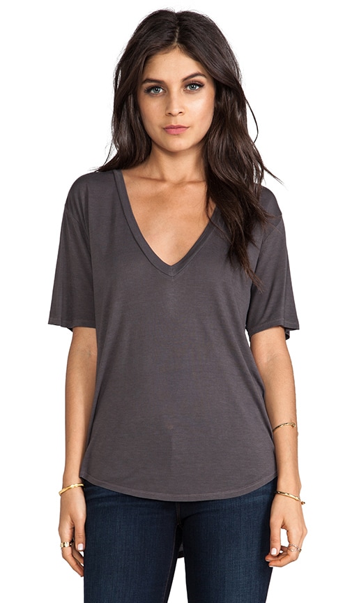 Silk Jersey Baseball V-Neck Tee