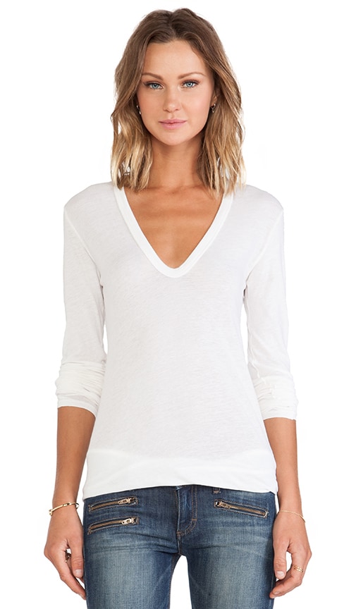 Tissue Jersey Bold Long Sleeve U Neck