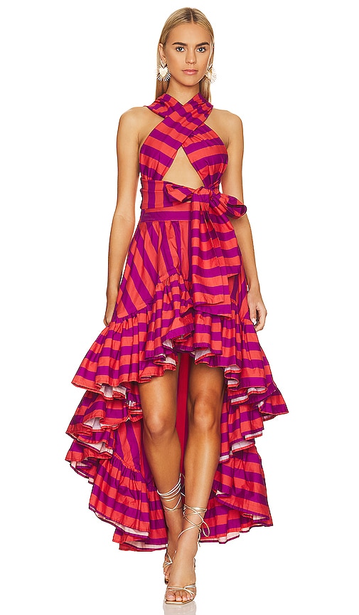 Erika Pena Coco Convertible Dress in Coral Stripe