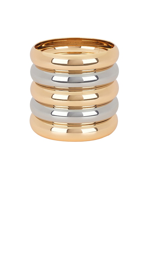 Shop Epifene Bangles Set Of 5 In Metallic Gold,metallic Silver