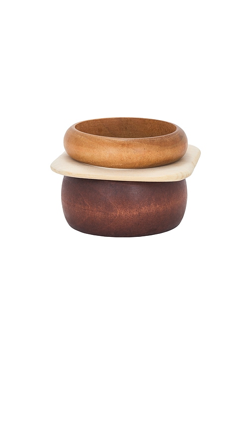 Multi Colored Wooden Bangles Set Of 3 in - Epifene - Modalova