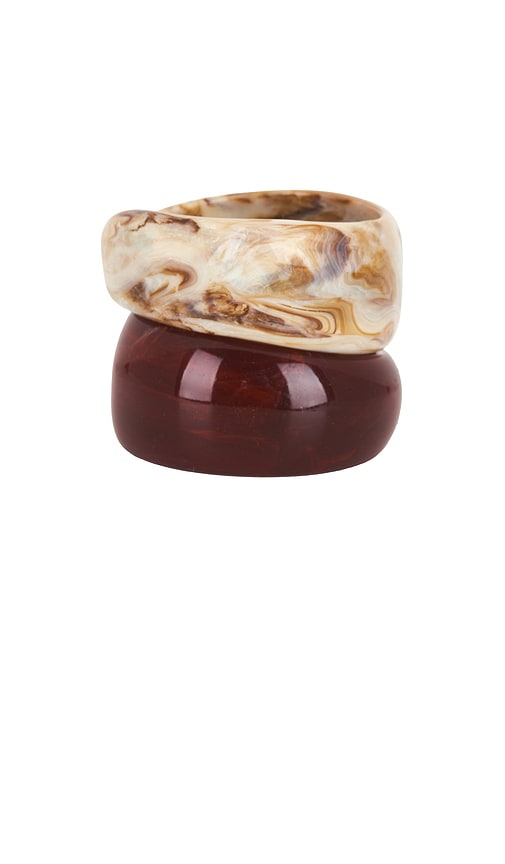  Epifene Bangles Set Of 2 In Red,cream. 