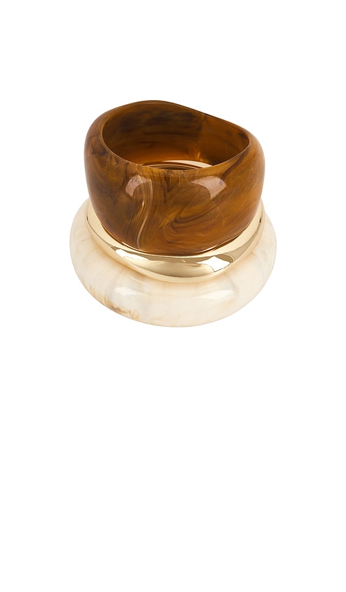 Epifene Bangles Set Of 3 in Brown,Metallic Gold.