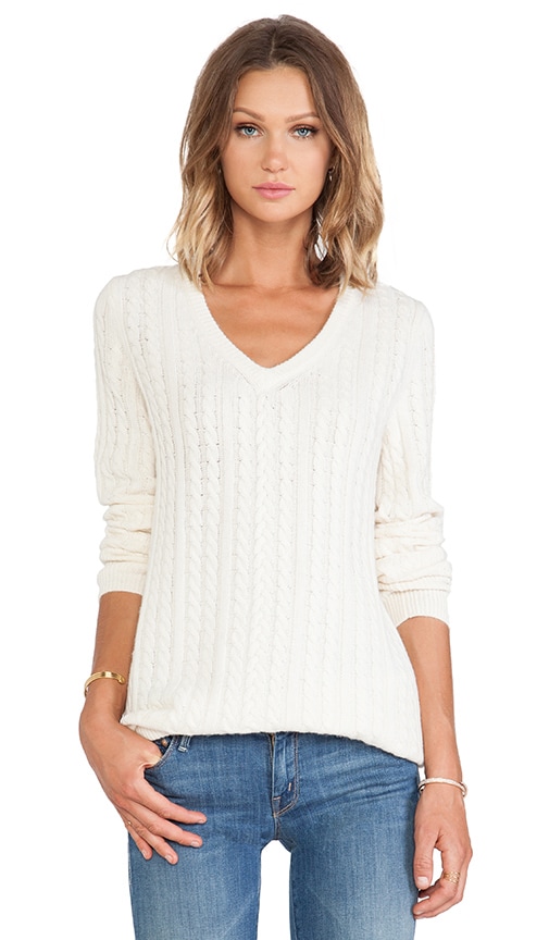 Whitney Cable Knit V Neck Sweater