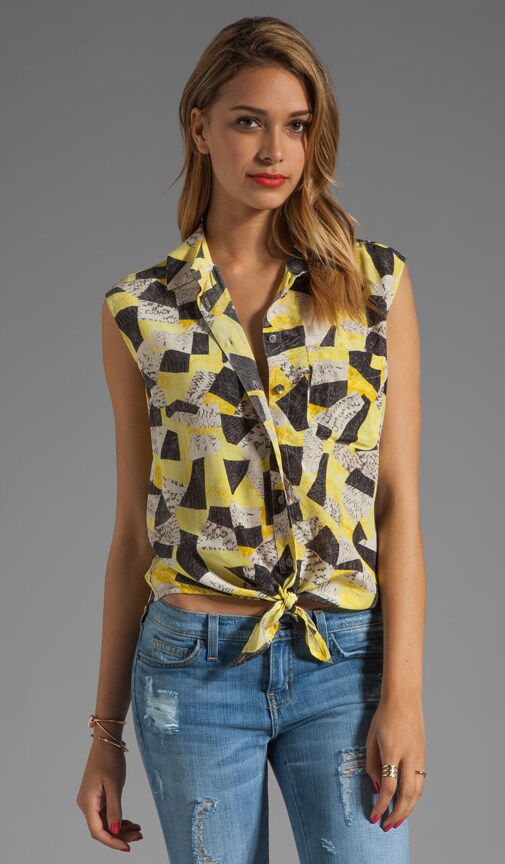 Diem Patchwork Snake Tie Front Blouse