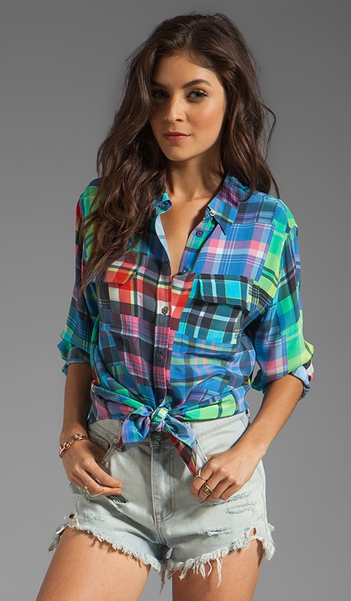 Helio Mix Plaid Printed Blouse