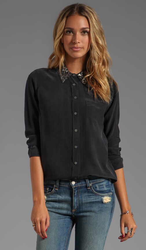 Metal Geo Collar Brett Blouse