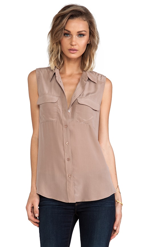 NWT Equipment 100% Silk L outlets Slim Signature Blouse Shirt Sleeveless Rosetta