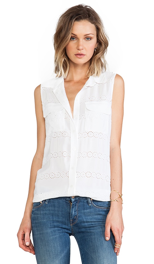 Sleeveless Eyelet Stripe Slim Signature