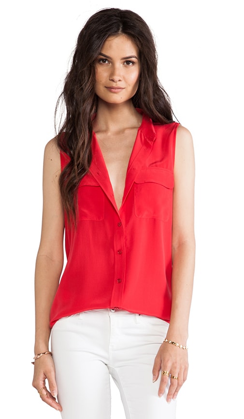 Sleeveless Slim Signature Vintage Wash Blouse