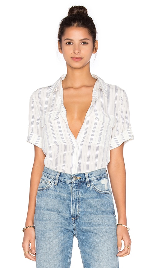 Short Sleeve Slim Signature Stripe Blouse