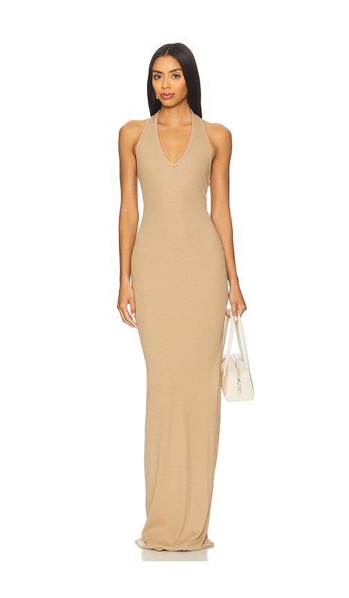 Eterne Halter Maxi Dress in Nude. - size XS (also in L, M, S, XL)