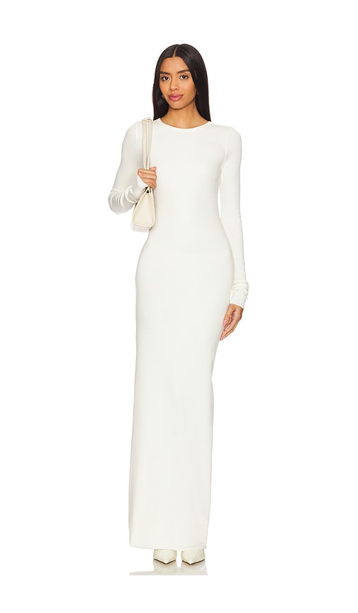 Eterne Long Sleeve Crewneck Maxi Dress in Cream. - size XS (also in L, M, S, XL)