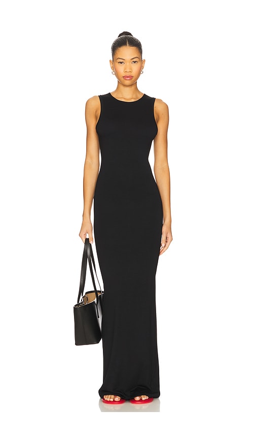Eterne Sleeveless Crewneck Soft Jersey Maxi Dress in Black. - size S (also in L, M, XS)