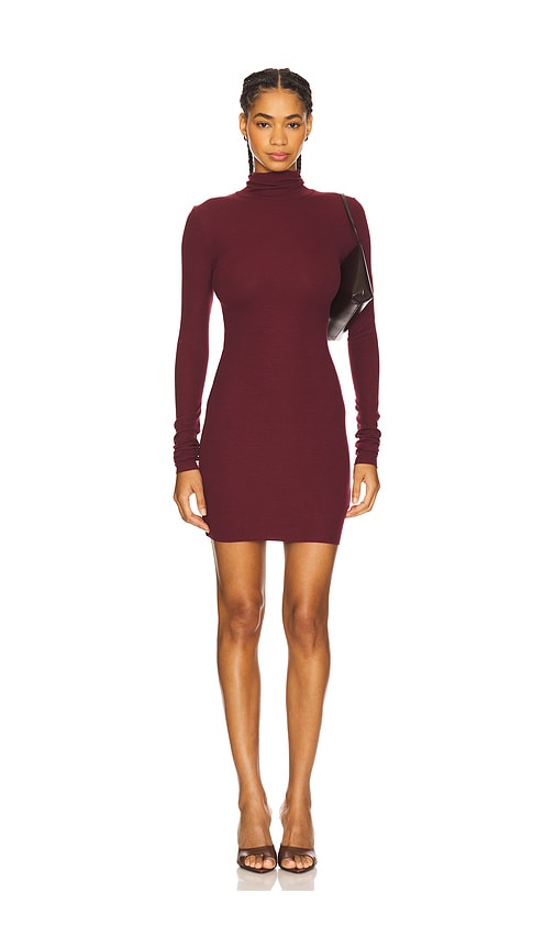 Eterne Long Sleeve Turtleneck Butter Rib Mini Dress
