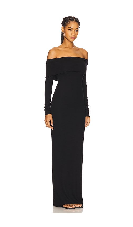 Éterne Off-the-shoulder Ribbed Stretch-jersey Maxi Dress In Black