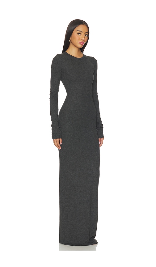 Éterne Long Sleeve Crewneck Butter Rib Maxi Dress In Gray
