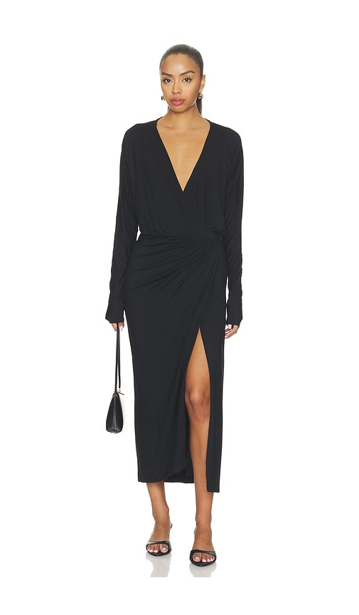 Éterne Daria Soft Jersey Midi Dress In Black