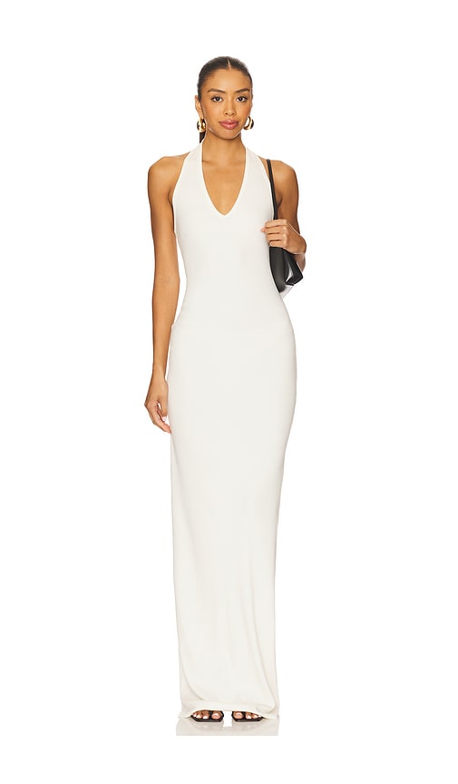 Eterne Halter Maxi Dress in Cream. - size XL (also in L, M, S, XS)