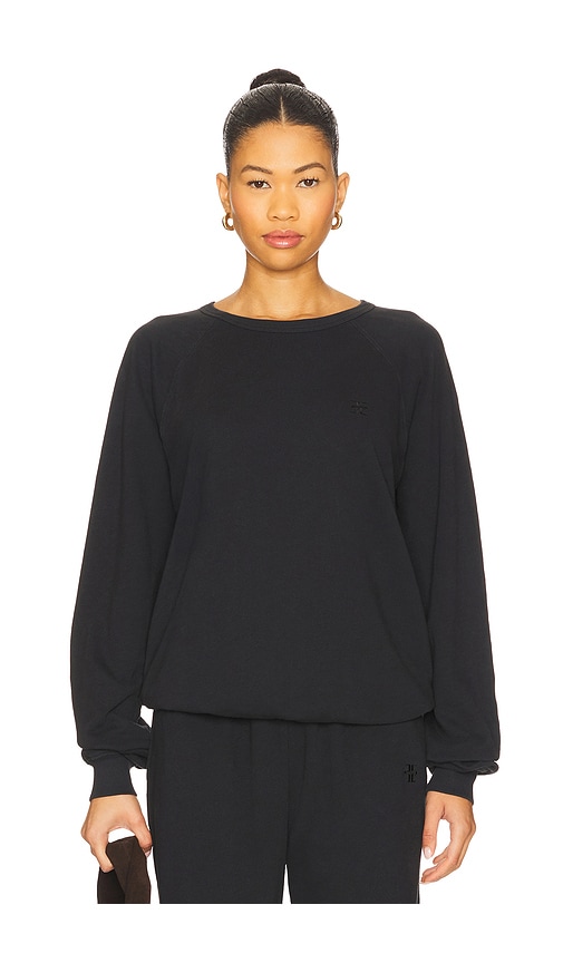 Éterne Oversized Lightweight French Terry Raglan Sweatshirt In Black