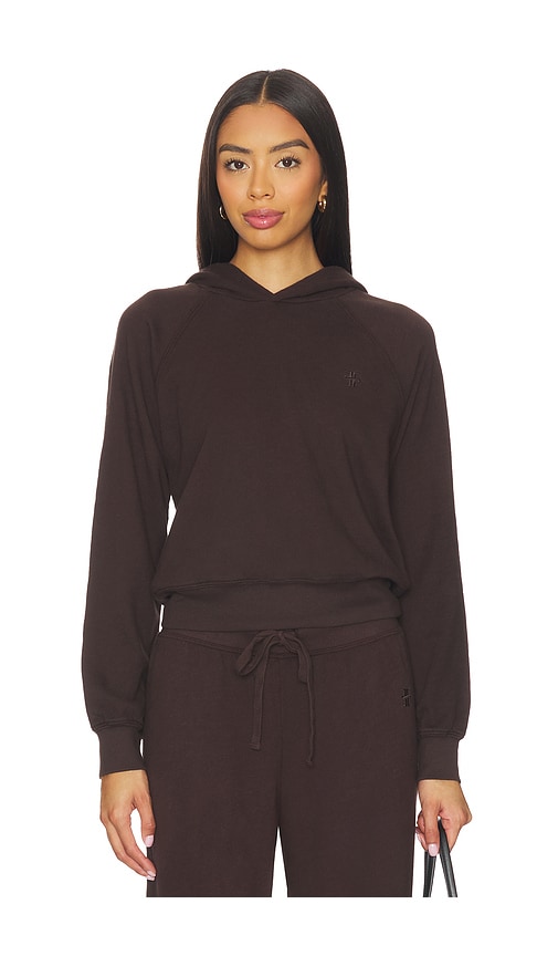 Éterne Shrunken Lightweight French Terry Hoodie Sweatshirt In Brown