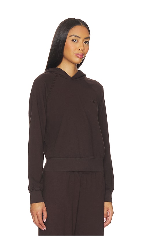 Éterne Shrunken Lightweight French Terry Hoodie Sweatshirt In Brown