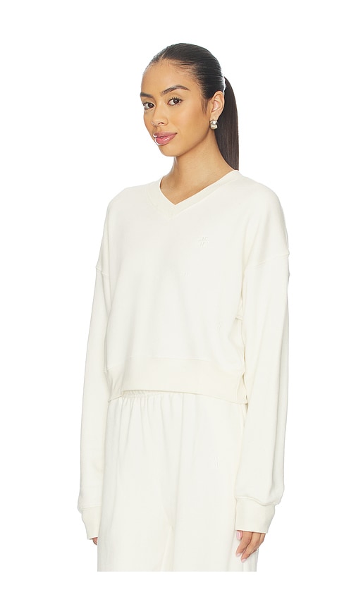 Éterne Cropped V-neck Sweatshirt In White