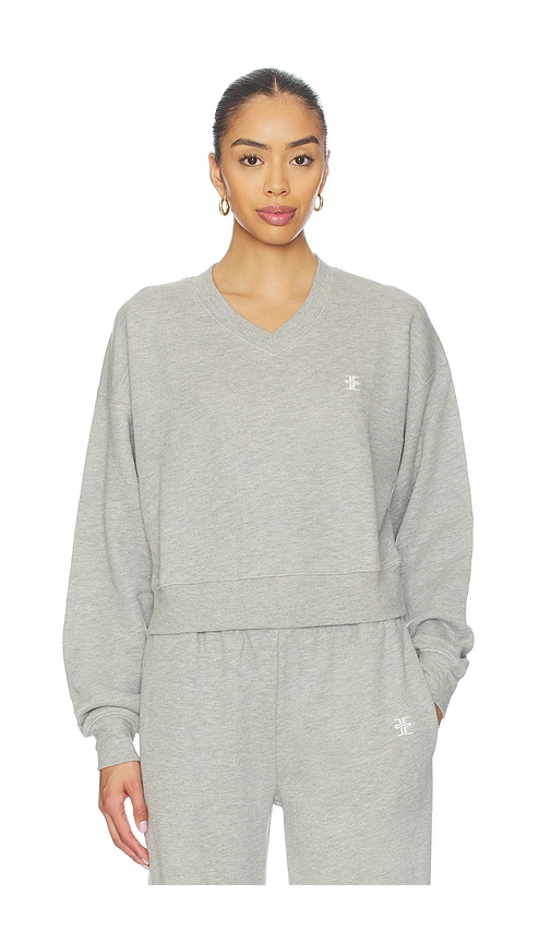 Éterne Cropped V-neck Sweatshirt In Gray
