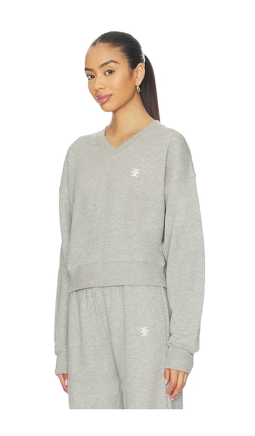 Éterne Cropped V-neck Sweatshirt In Gray