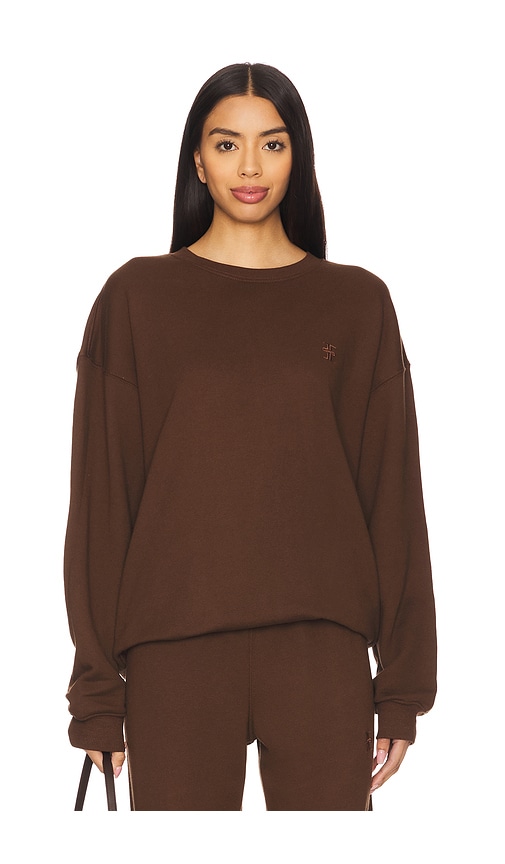 Eterne Oversized Crewneck Sweatshirt in Chocolate. - size XS (also in L, M, S, XL)