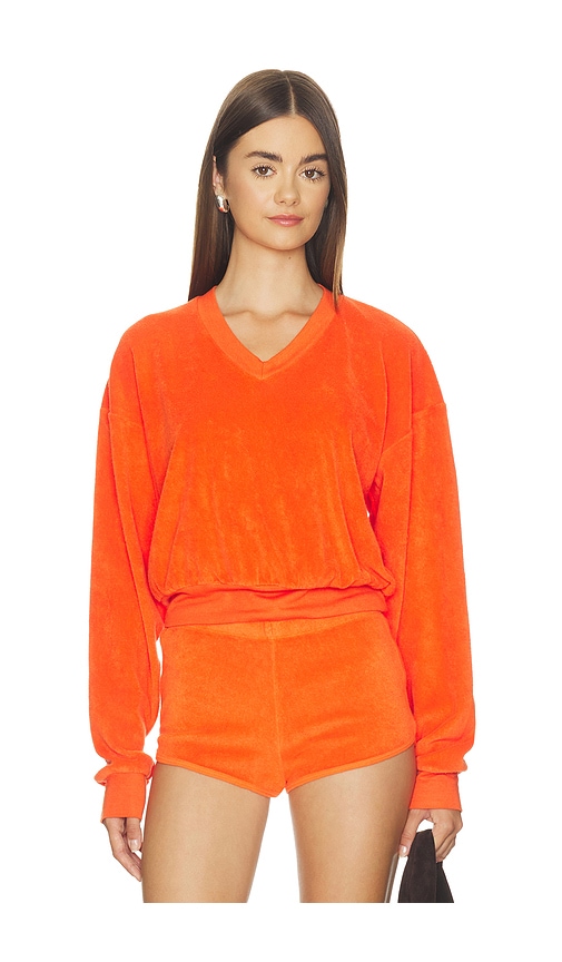 Éterne Cropped V-neck Terry Sweatshirt In Orange