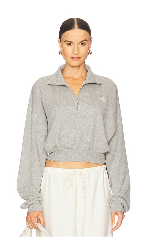 Eterne Cropped Half Zip Sweatshirt in Grey. - size XL (also in L, M, S, XS)
