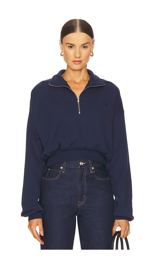 Éterne Cropped Half Zip Sweatshirt In Blue