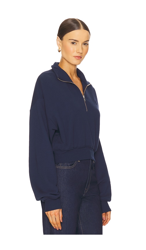 Éterne Cropped Half Zip Sweatshirt In Blue