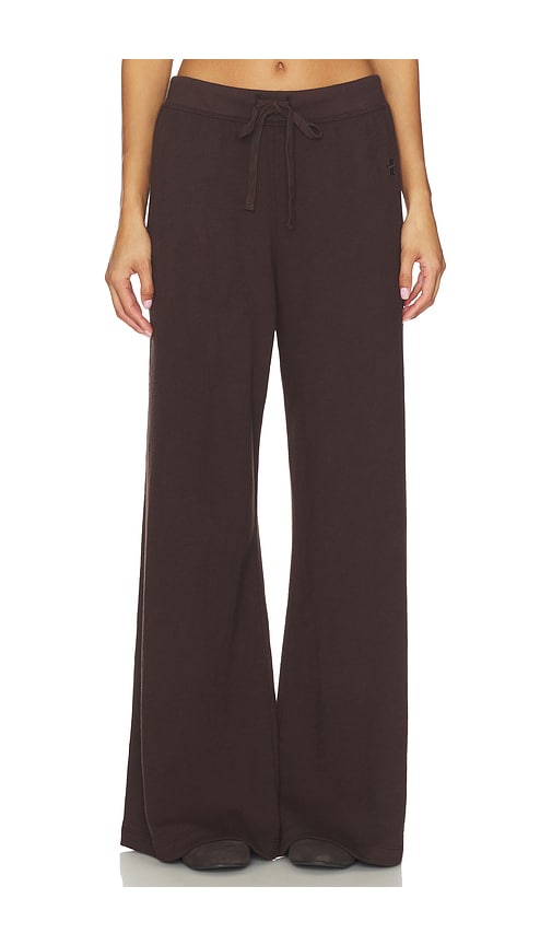 Éterne Drawstring Lightweight French Terry Wide Leg Sweatpant In Brown