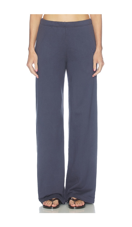 Eterne French Terry Oversized Wide Leg Sweatpant in Navy. - size L (also in M, S, XS)