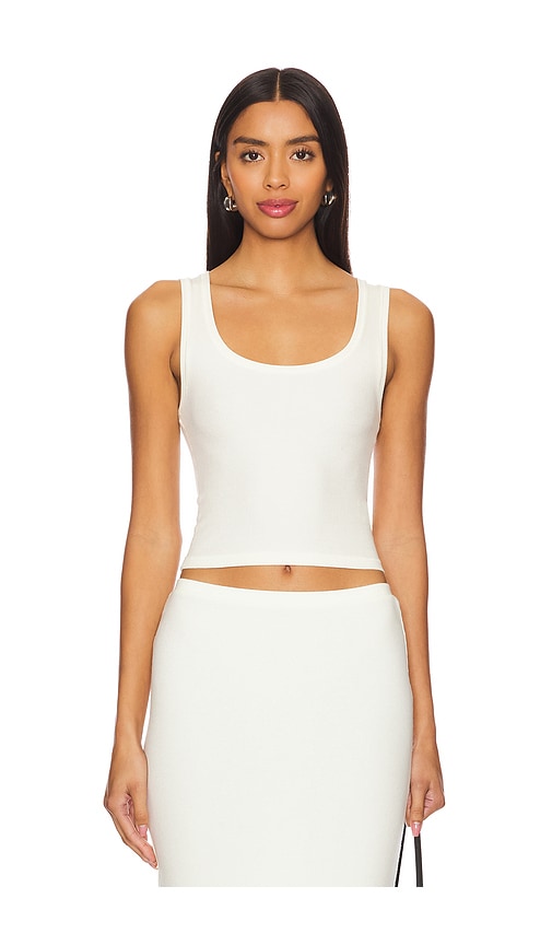 Eterne Square Neck Tank Top in Cream. - size XL (also in L)