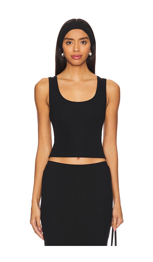 Eterne Square Neck Tank Top in Black. - size XL (also in L)