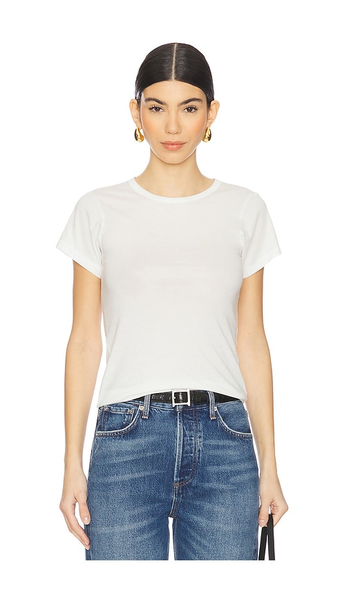 Eterne Fitted Crewneck Short Sleeve Top in White. - size XS (also in L, XL)