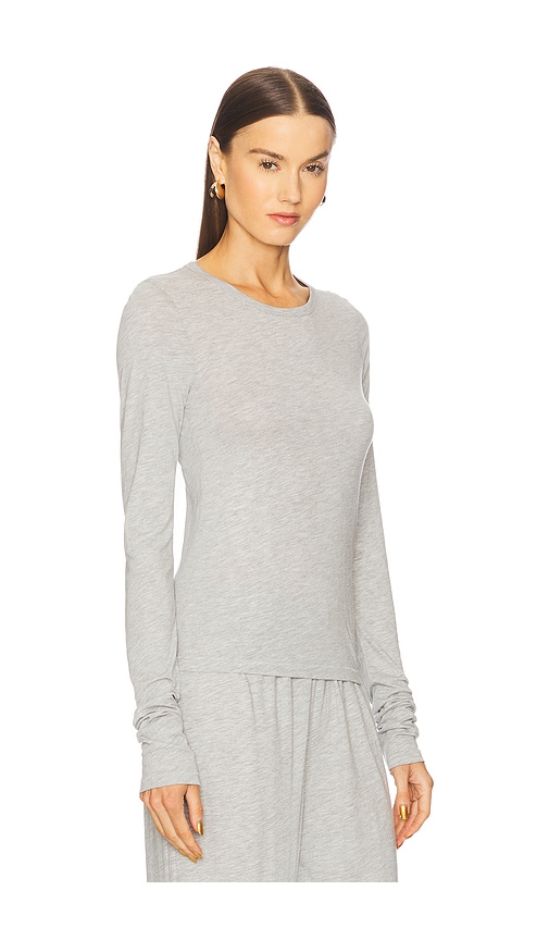 Éterne Fitted Crewneck Long Sleeve T-shirt In Gray
