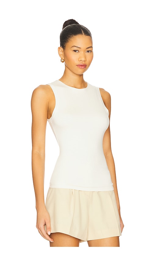 Éterne Sleeveless Crewneck Soft Jersey Top In White
