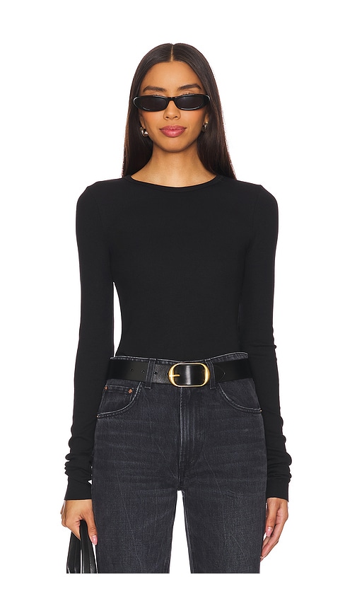 Eterne Long Sleeve Fitted Top in Black. - size XS (also in L)